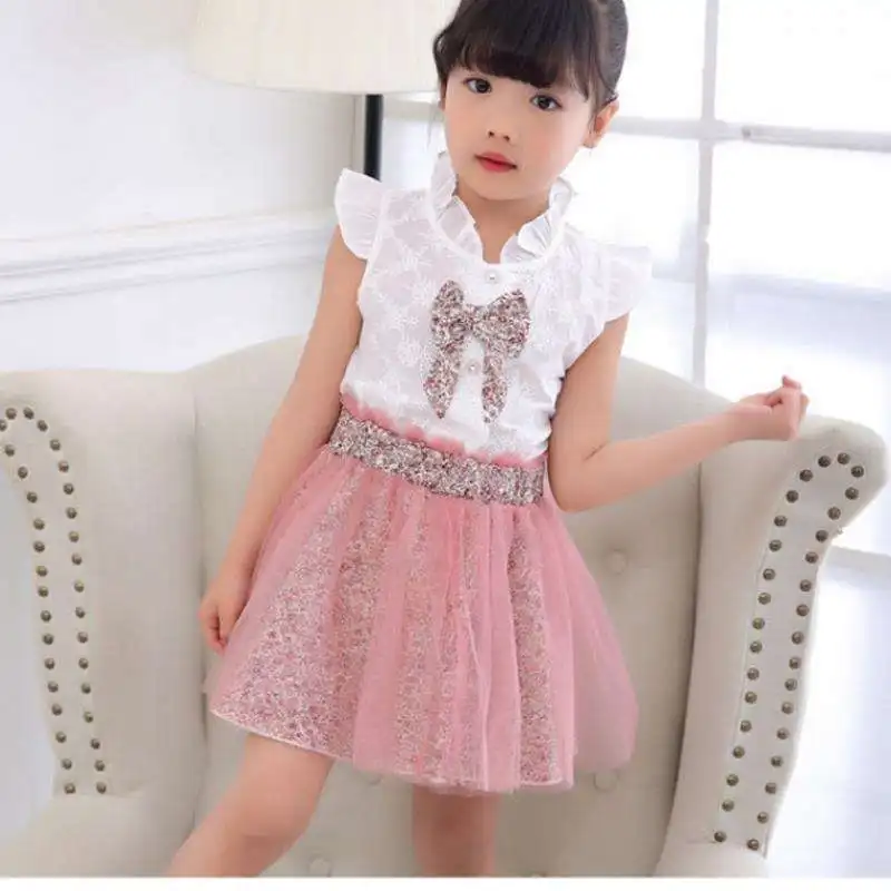 

High Quality 2019 Princess Girls Summer Dress Sets Funny O-neck Girls Sets Cute Summer Kids Sets Dress