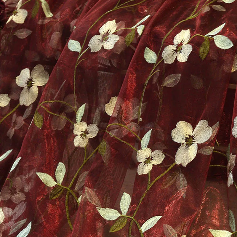 Деревенские вышитые цветочные бордовые красные прозрачные Занавески для гостиной оконные драпировки вуаль для спальни WP274& 2 - Цвет: Tulle 01