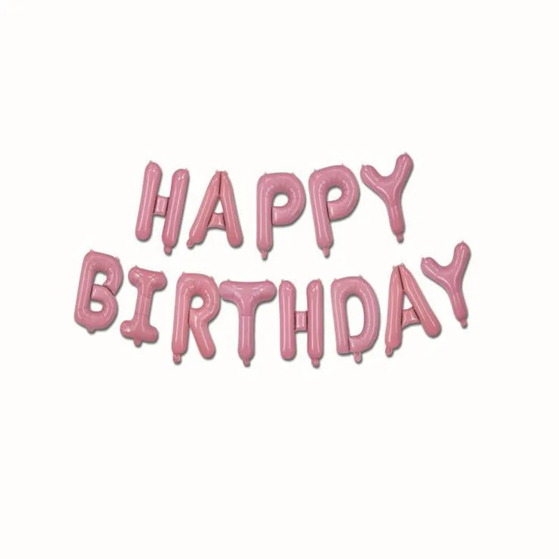 MMQWEC 13 шт./лот с днем рождения надувной Алфавит гелиевые буквы фольги шары подвесной баннер для вечеринки в честь Дня Рождения украшения Globos - Цвет: Pink