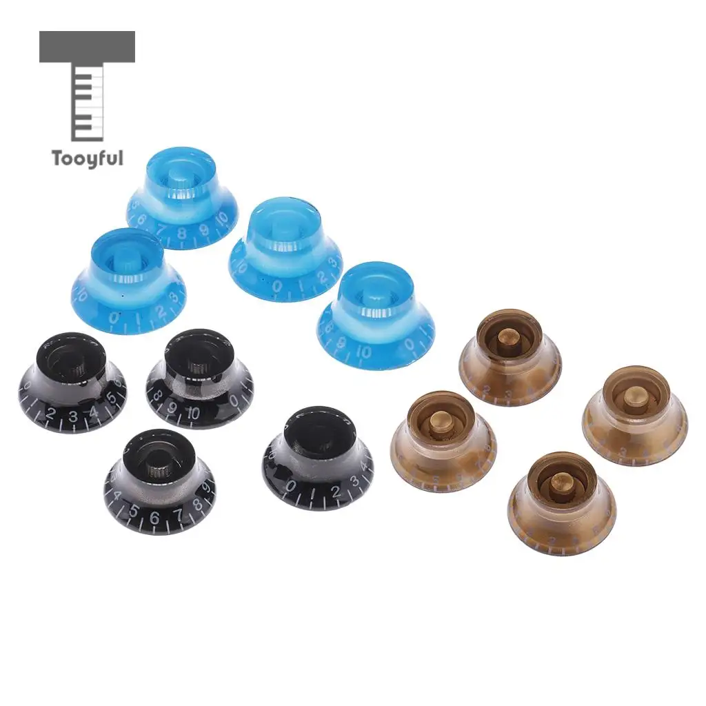 Tooyful 4 Pieces Acrylic Guitar Volume Tone Control Knob Button with