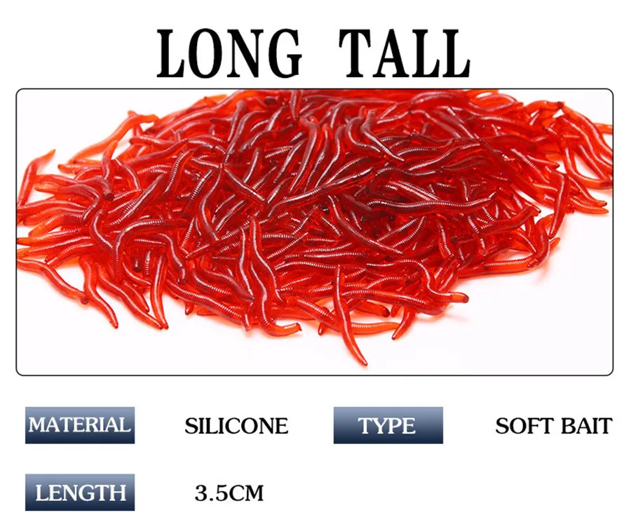 Fishing Lure 3.5cm Artificial Soft Bait Red Worm Silicone Baits (1)