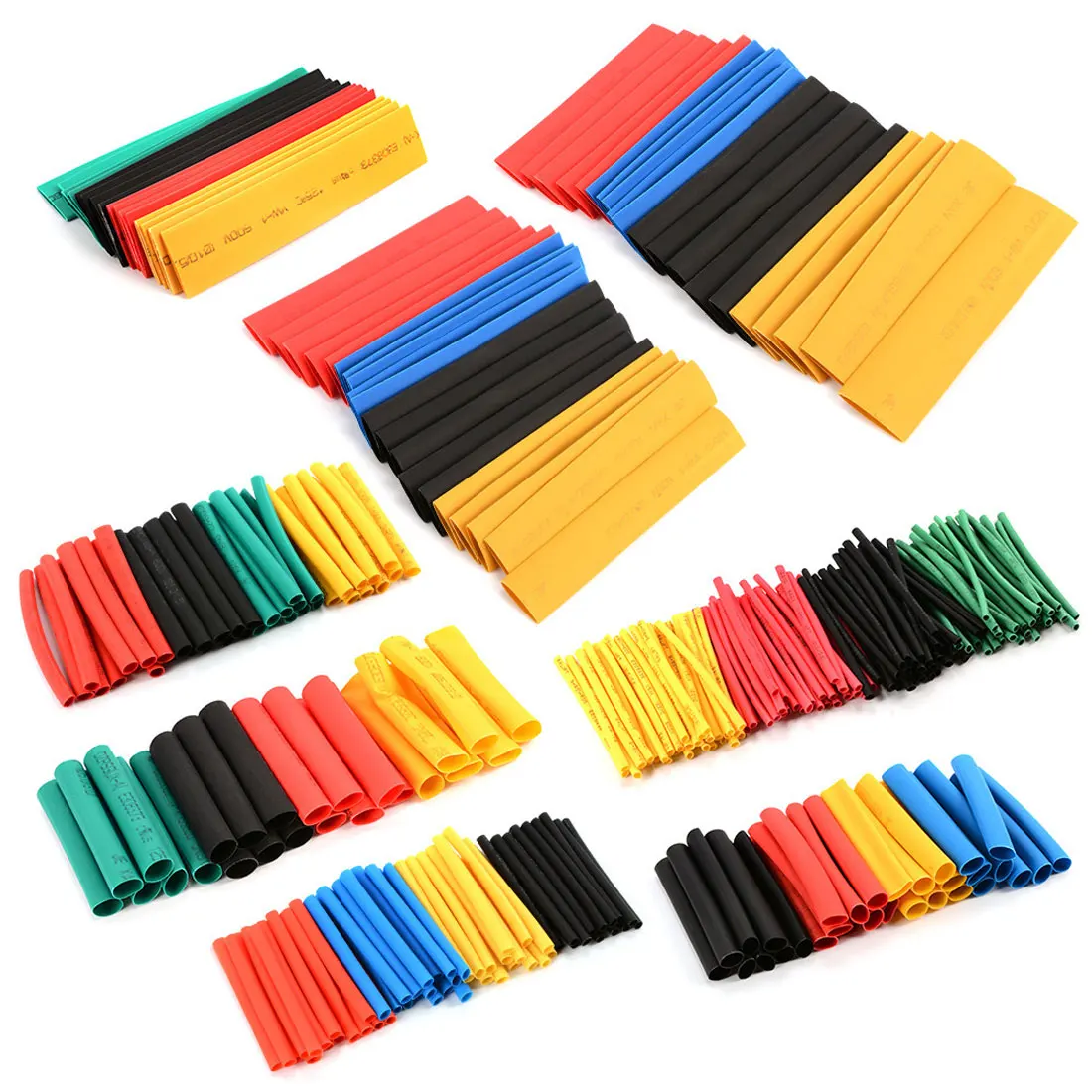 328 pcs 2:1 Polyolefin Halogen-Free Heat Shrink Tube Sleeving 5 Color 8 Sizes