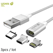 

3pcs/lot WSKEN lite 2 Magnetic Cable for iPhone Samsung 1M Fast Charging Micro USB Type C USB-C 8PIN IOS Plug Magnet Date Cables