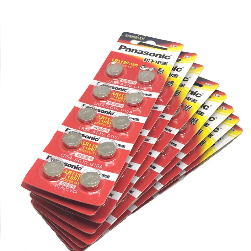 

100pcs/lot New Original Battery For Panasonic LR54 189 AG10 L1131 LR1130 G10 V10GA 389 Alkaline Button Cell Coin Batteries