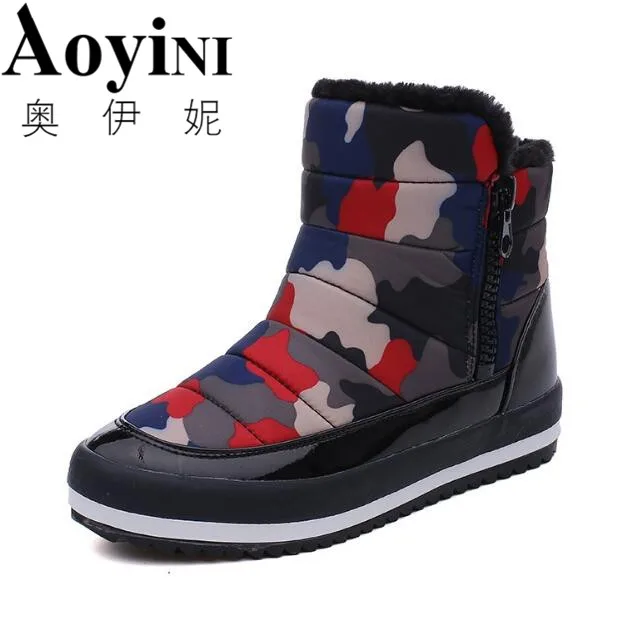 

Women Winter Boots Platforms Camouflage Girls Ankle Snow Boots For Woman Anti-Slip Shoes Keep Warm Fur Waterproof Botas Feminina