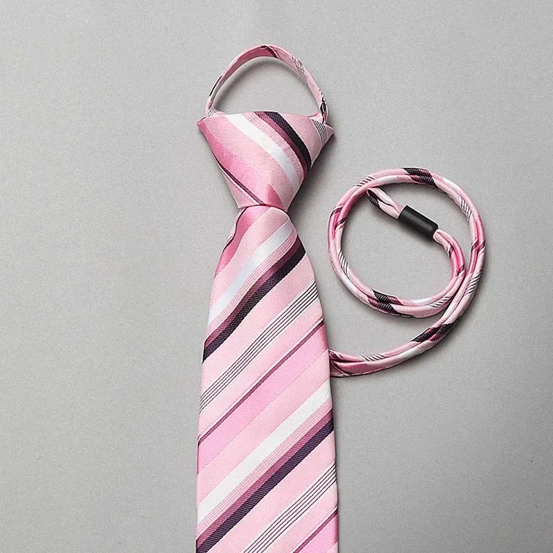 

Stripe Drawstring Ties 7cm Silm Men's Tie Are Easy To Pull Tiecord Necktie Yarn-dyed Jacquard Neckties Wedding Party Business