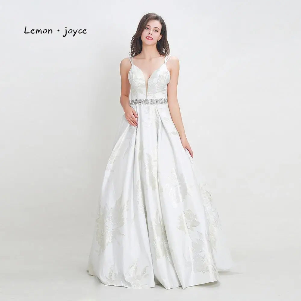 

Lemon joyce Elegant Evening Dresses V-neck Sleeveless A-Line Floral Print Simple Party Long Prom Gowns Plus Size