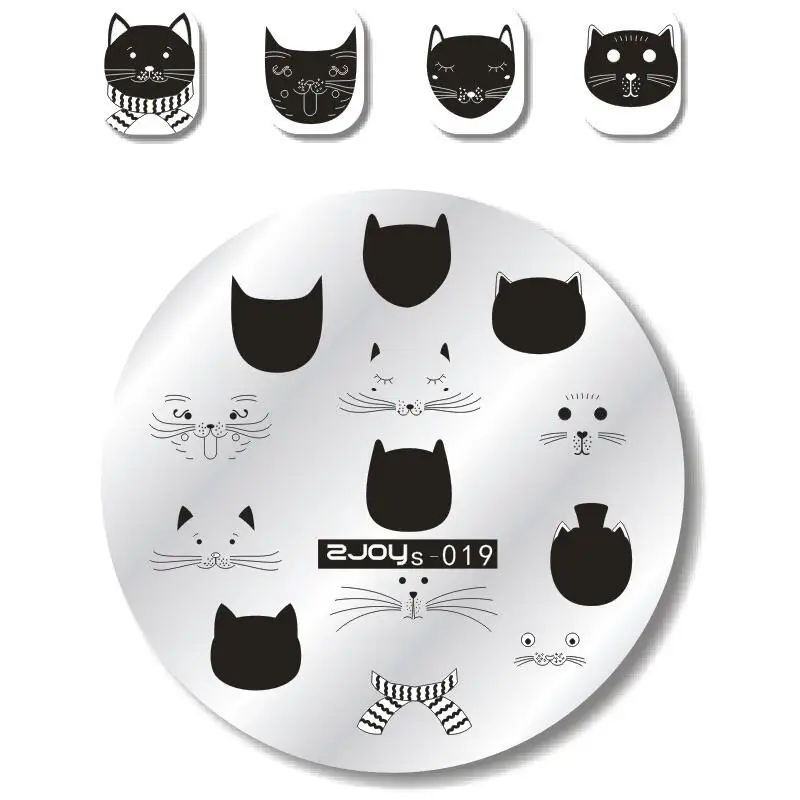 WAKEFULNESS 1 шт круглые пластины для штамповки ногтей маска кошка птицы трафареты изображений для дизайна ногтей штамп для дизайна ногтей шаблон инструменты - Цвет: ZS19