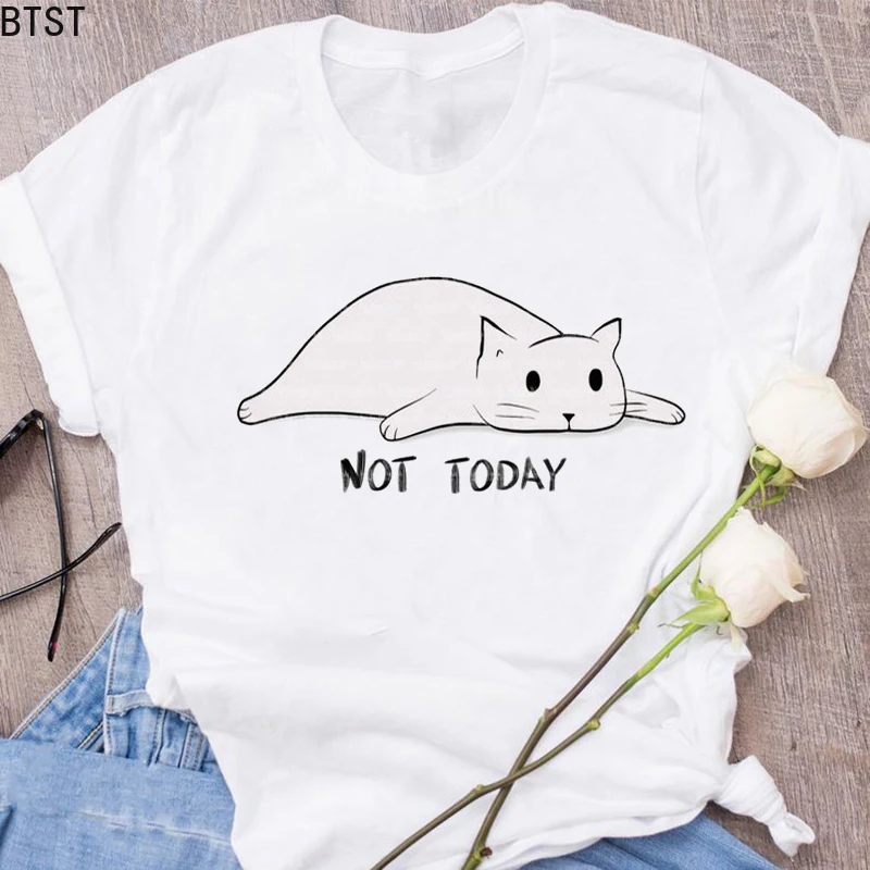 

Cat Mom with Saying Not Today T Shirt Women Funny Crazy Cat Lady Lazy funny T shirts Ladies Girls Graphi Tees vogue Cat Lovers