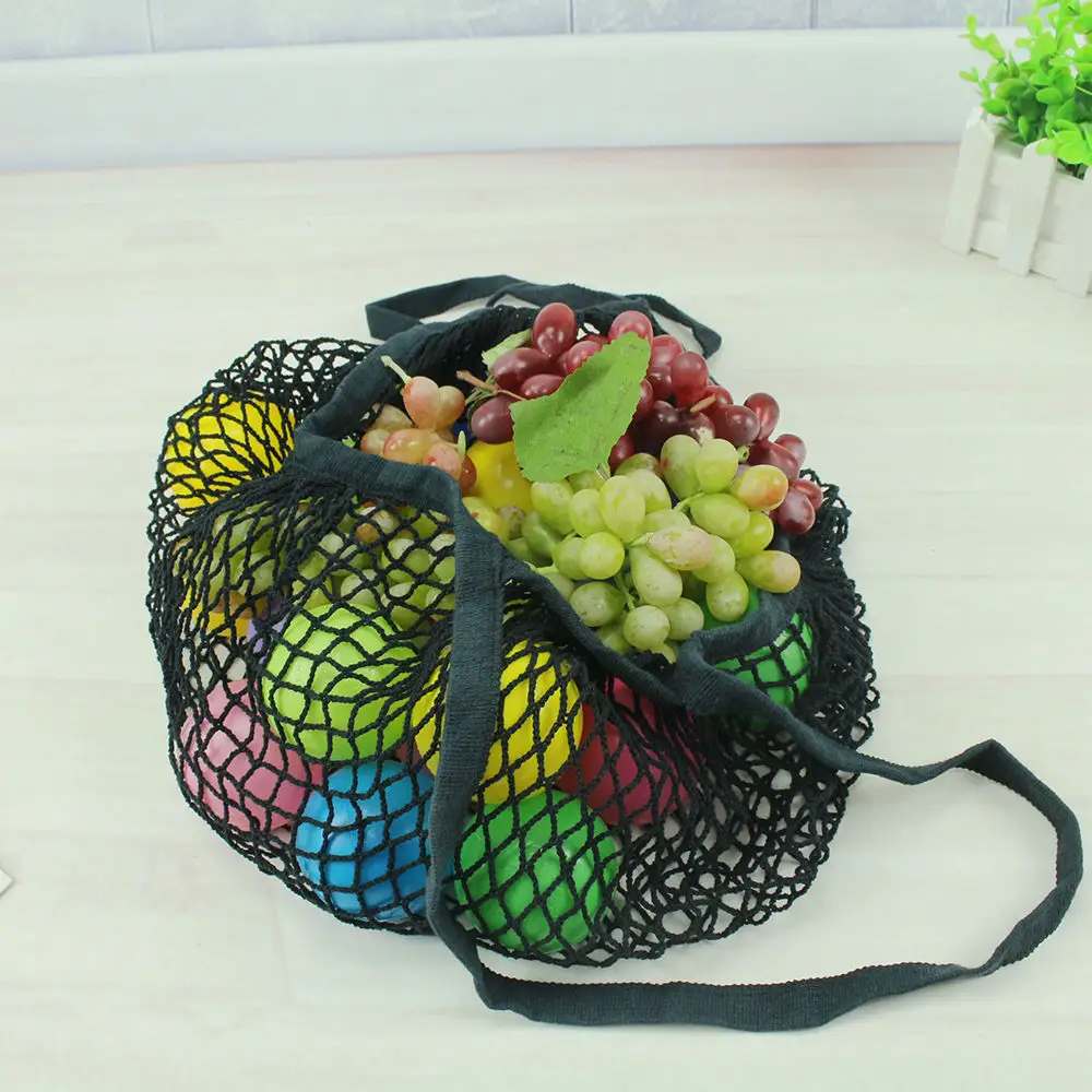 Модные большие сетчатые сумки для покупок с черепахой, прочный прибор для хранения фруктов - Цвет: Черный