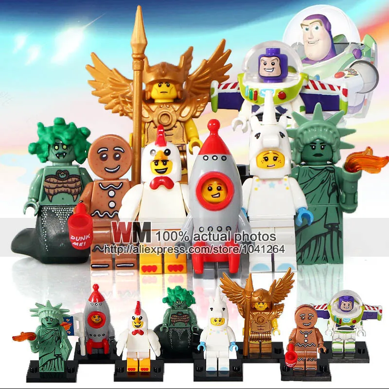 

Building Blocks 8pcs/lot PG8061 Buzz Lightyear Gingerbread Chicken Unicorn Man Unicorn Rocket Boy Block Set Model Bricks Toys