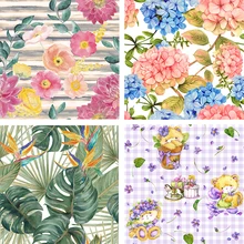 Печать на заказ полиэстер ткань для платья 3D мультфильм Медведь разноцветный цветочный принт тонкая стрейч ткань diy одежда рубашка Шитье