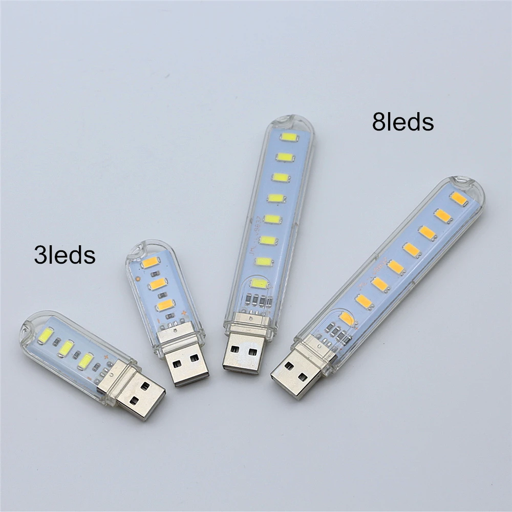 Шт. 1 шт. мини 3 светодио дный LED s светодио дный 8 LED s USB 5 светодио дный светодиодный ночник настольная книга лампа для чтения Кемпинг лампы