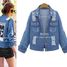 2016 Bf Harajuku Casual Jeans font b Jacket b font Back Doodle Young Girl Head Portrait
