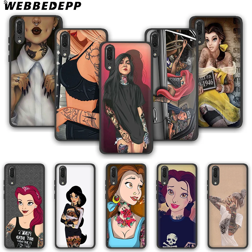 WEBBEDEPP тату девушка принцесса аниме ТПУ чехол для телефона Huawei P10 P20 P30 Lite Pro Y6 Y7 prime