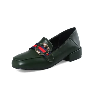 

Leisure low heel side with women's shoes to 18 years in early spring fashion square shallow mouth 43 size