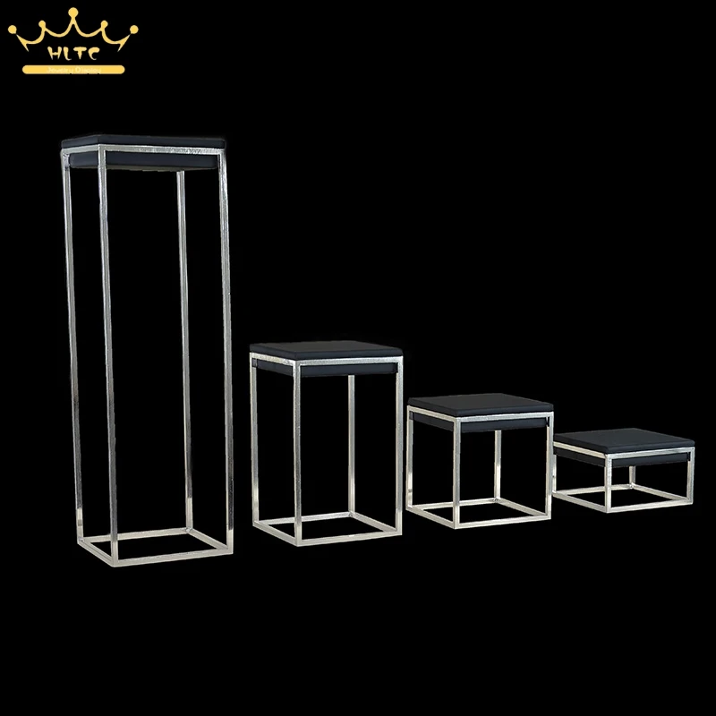 Newest Silver Stainless Steel Jewelry Display Stand Showcase Black PU