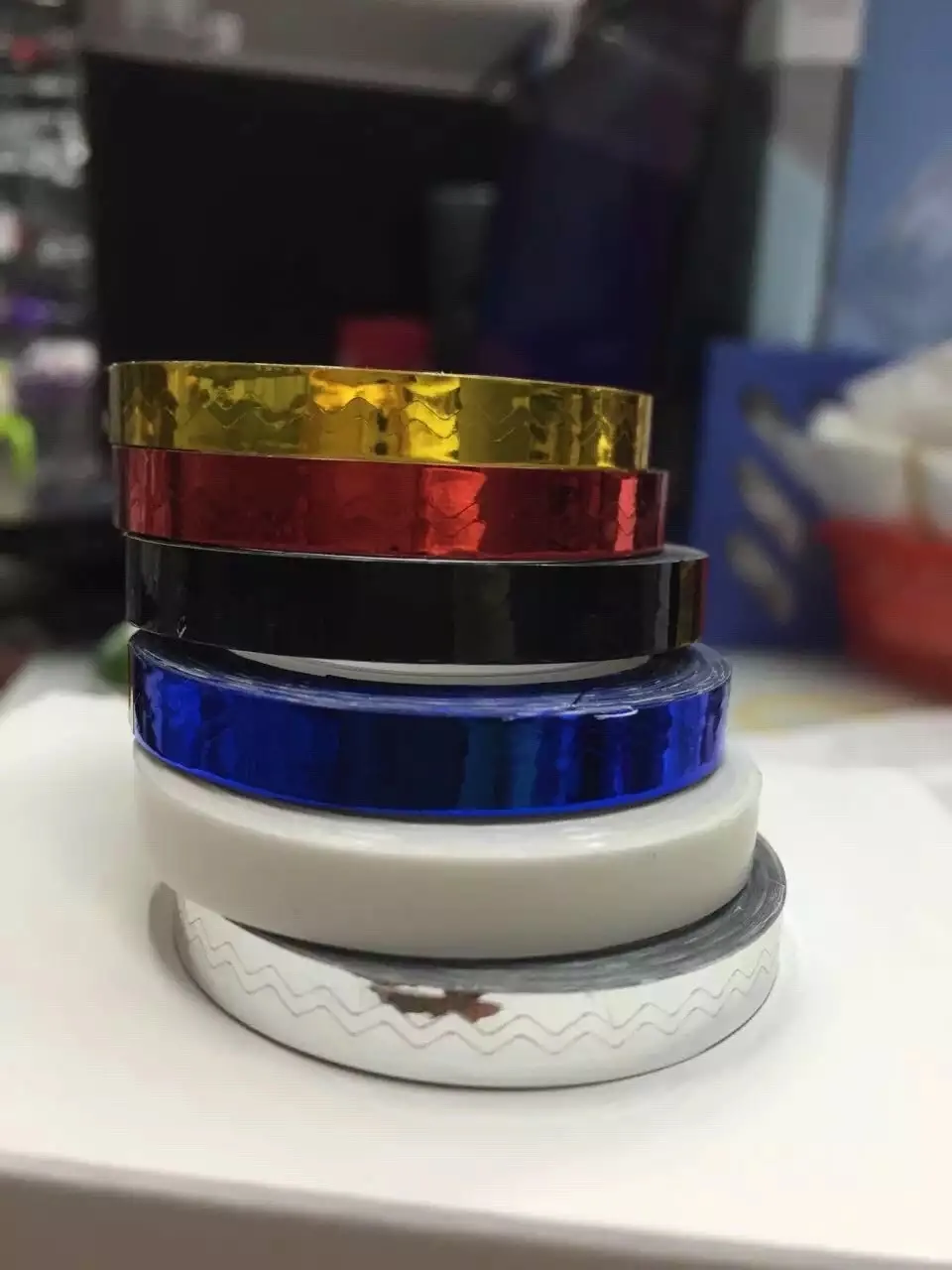 

1pc Wave Shape Adhesive stripping tape nail art metalic yarn nail art sticker 6 Colors