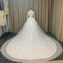 Loverxu Vestido De Noiva, сексуальные королевские свадебные платья,, с длинными рукавами, с аппликацией, ТРАПЕЦИЕВИДНОЕ кружевное свадебное платье, большие размеры