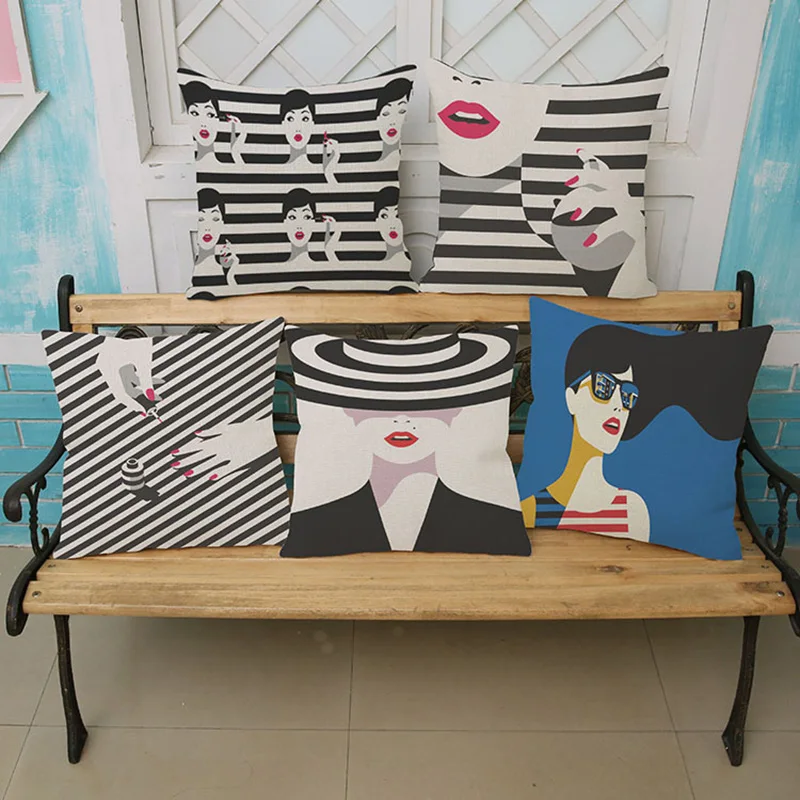 New fashion decorative cartoon characters printed cotton linen