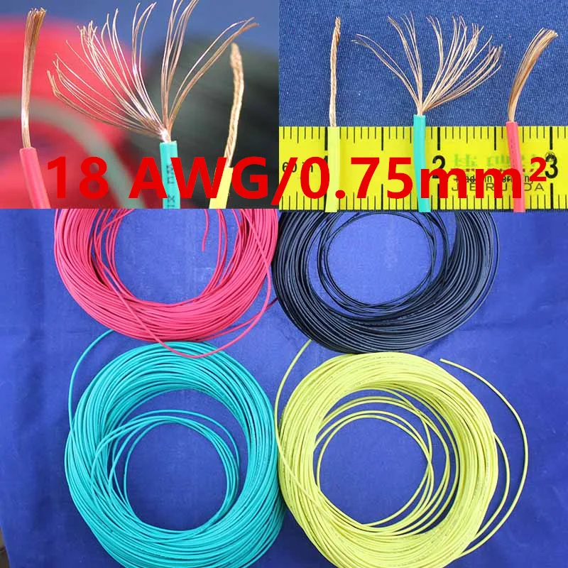 

Free shipping High Quality 18 AWG Flexible Stranded 3 metres Wire Electric cable LED cable, DIY Connect Color choose