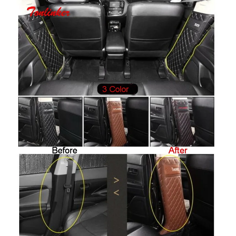 Tonlinker крышка наклейки для автомобиля Mitsubishi Outlander укладки из 2 предметов Искусственная кожа ремень B-столб анти-грязный коврик крышка наклейки