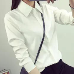 Женские блузки 2019 модные с длинным рукавом с отложным воротником офисные женские Блузка, Повседневная блузка повседневные топы плюс
