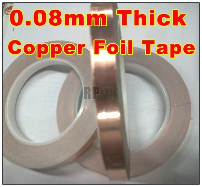 

1x 8mm *30M *0.08mm Thickness CU Copper Foil Tape, One Side Sticky, One Side Conductive, Eliminating Electrical Hum