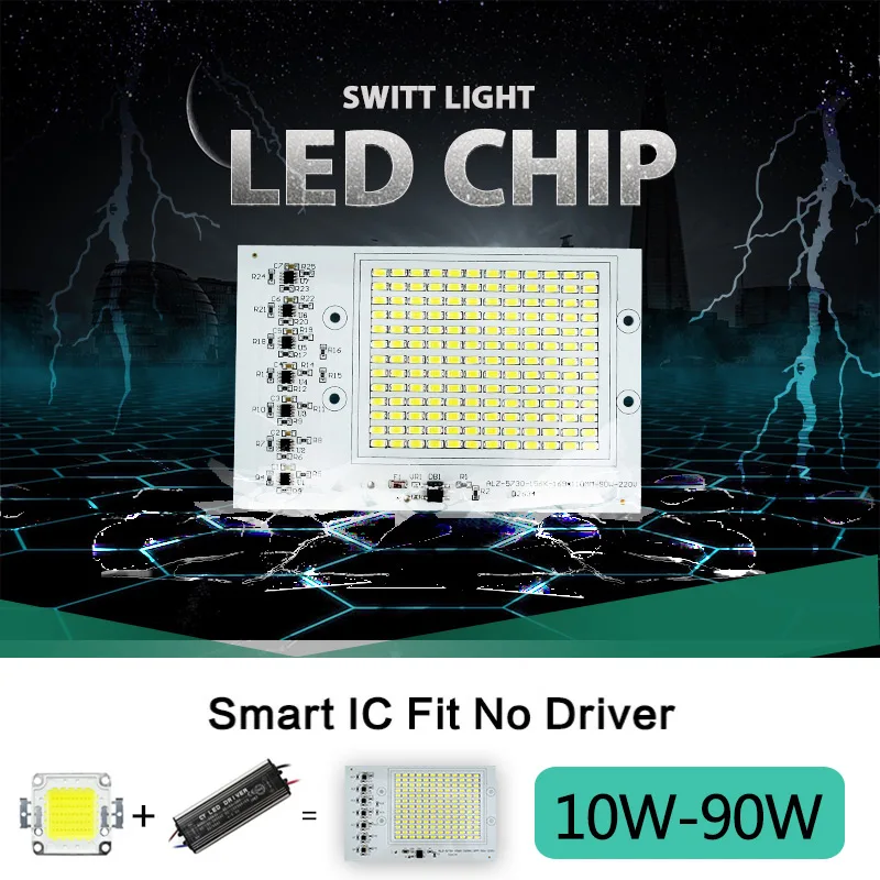 LED lamp AC 220V 10W 20W 30W 50W 90W Smart IC LED Lamp for Reject Light