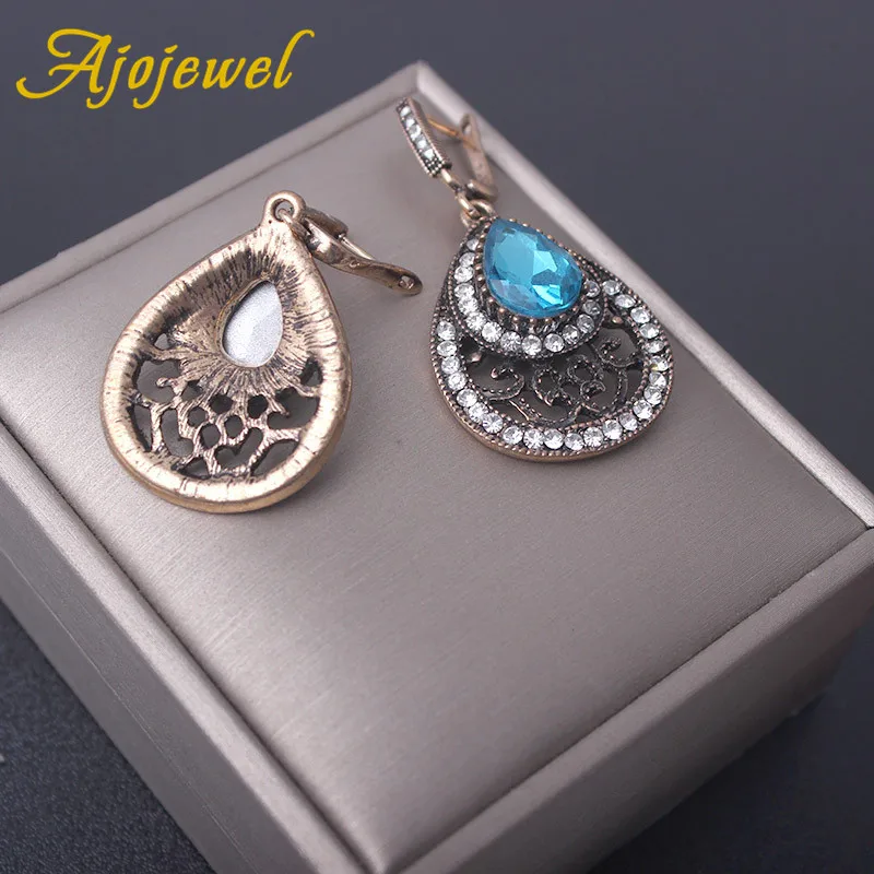 Женские серьги капли Ajojewel в винтажном стиле с голубыми кристаллами стразы