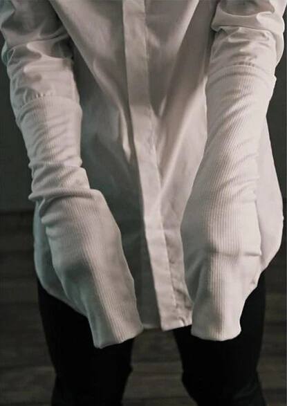 S-XXL! Мужской вязаный свитер с длинным рукавом, плотная чистая белая рубашка тонкая короткая рубашка мужская этап певица костюмы одежда
