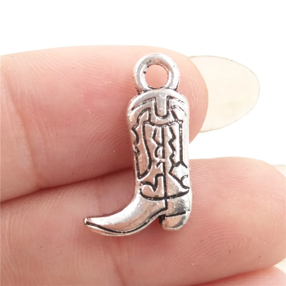 Bulk 30 Zinc Alloy Western Cowboy Cowgirl Boots Charms Antique Silver Plated Diy Pendant For