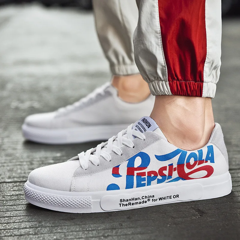 

2019 Canvas Shoe Ventilation Male Casual Platform Shoes Young Trend Doodle Men's Skate Shoes Zapatos De Hombre Sneakers Men