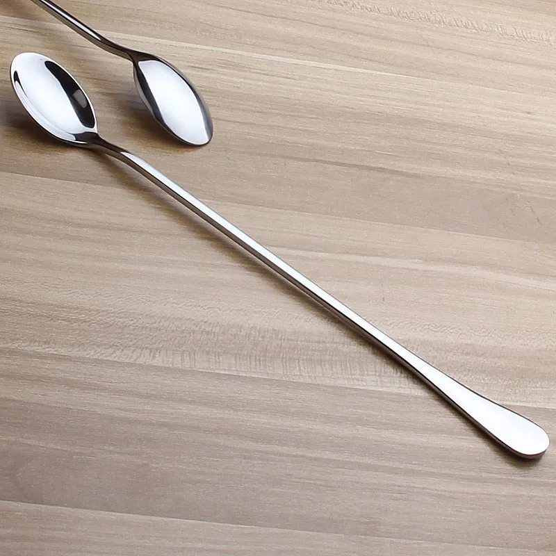 High quality 410 Stainless Steel thicken Handle 24cm long spoon Ice spoon Mirror Polishing for Dessert Coffee Stirring 2pcslot (2)