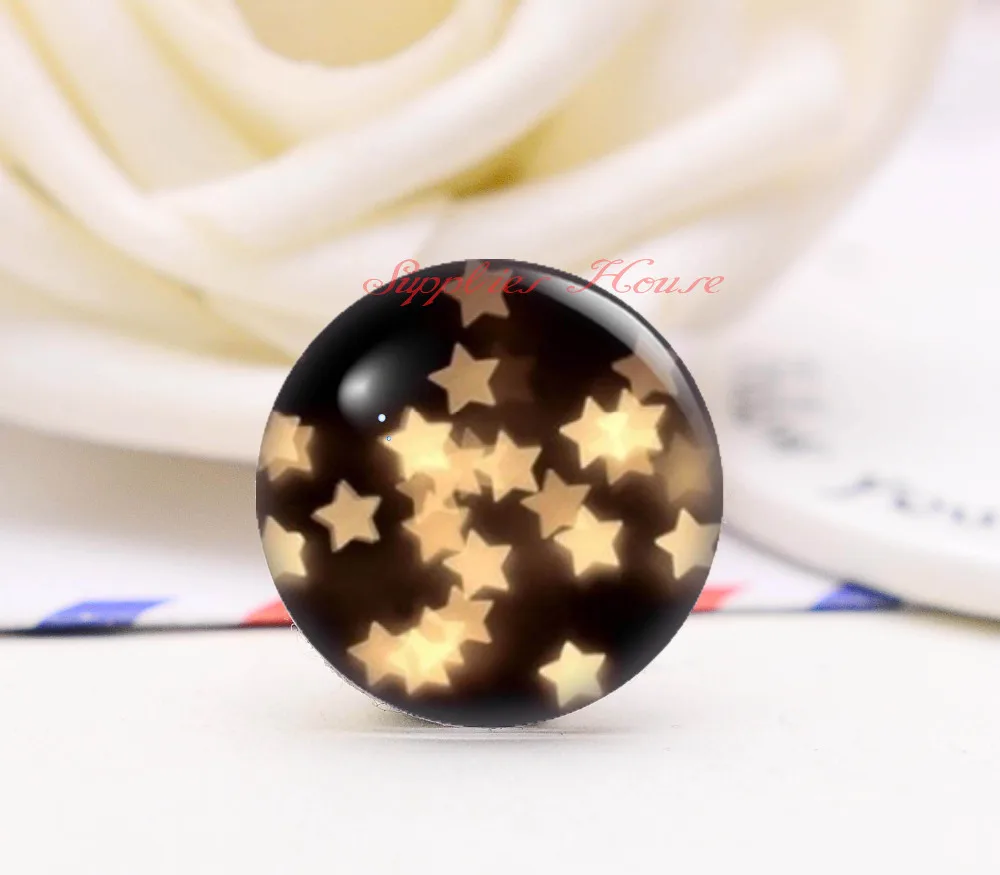 

Handmade Round Star Photo Glass Cabochons, Jewelry Finding Cameo Pendant Settings, (F008-417)