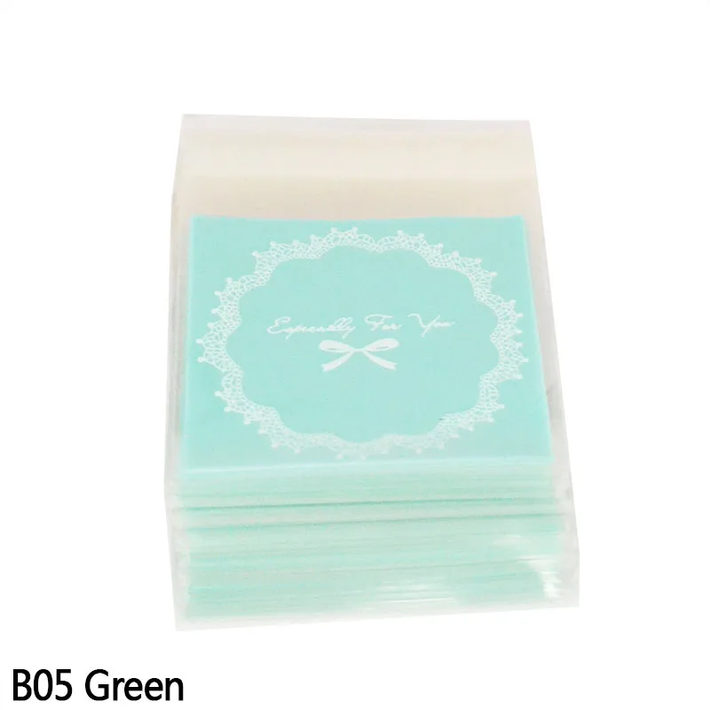 50 шт. 7*7 см многоцветный пластиковый кружевной венок сумка для конфет и печенья Подарочная сумка матовый OPP день рождения мешок для упаковки конфет - Цвет: B05 Green