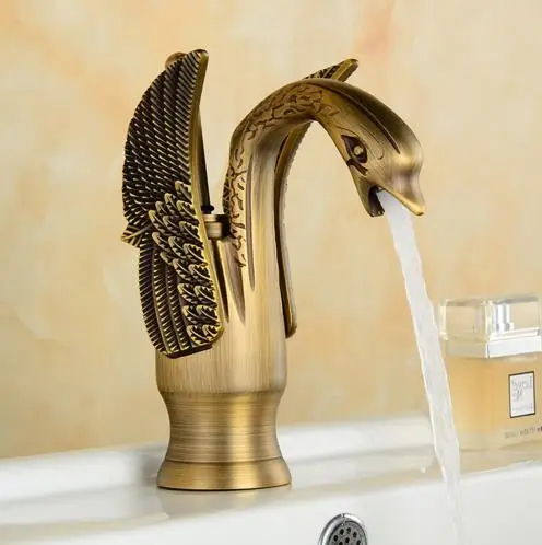 Antique Kitchen Faucet Gold Br Basin Hot And Cold Water Antique Kitchen Faucet Gold Br Basin Hot And Cold Water Tap Deck Mouted Pure Mixer Swan Design In Faucets From Home