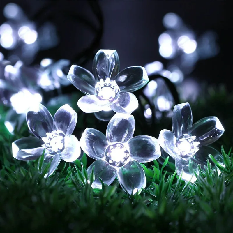 Movido a Energia Guirlandas de Luz Luzes de Fadas Festa de Natal Leds 50 7 m Solar Levou Luz da Corda Pêssego Flor Solar Solar Jardim Decoração 5 Home & Garden