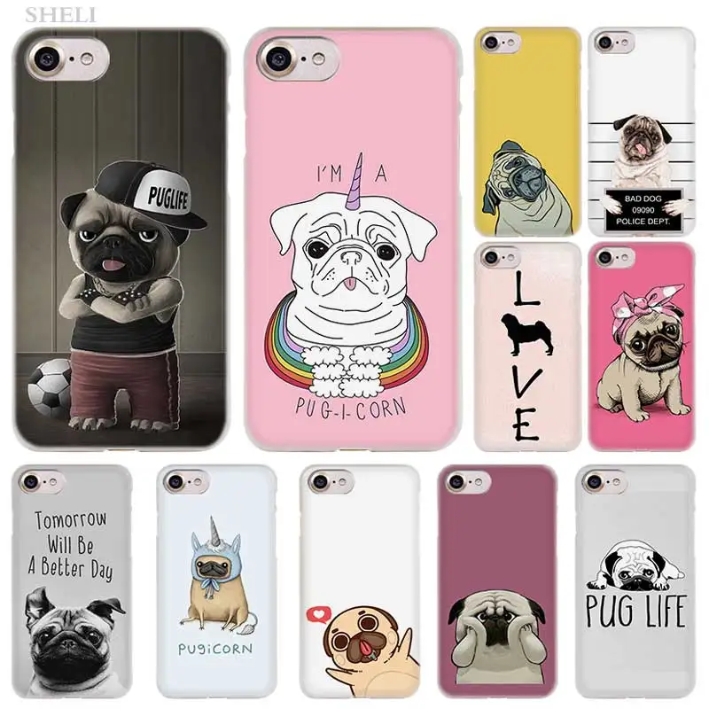 

PlusPug Dog fashion transparent Case Cover for iPhone XI R 2019 XS Max XR X 4s 5s SE 6 6s 7 8 Plus