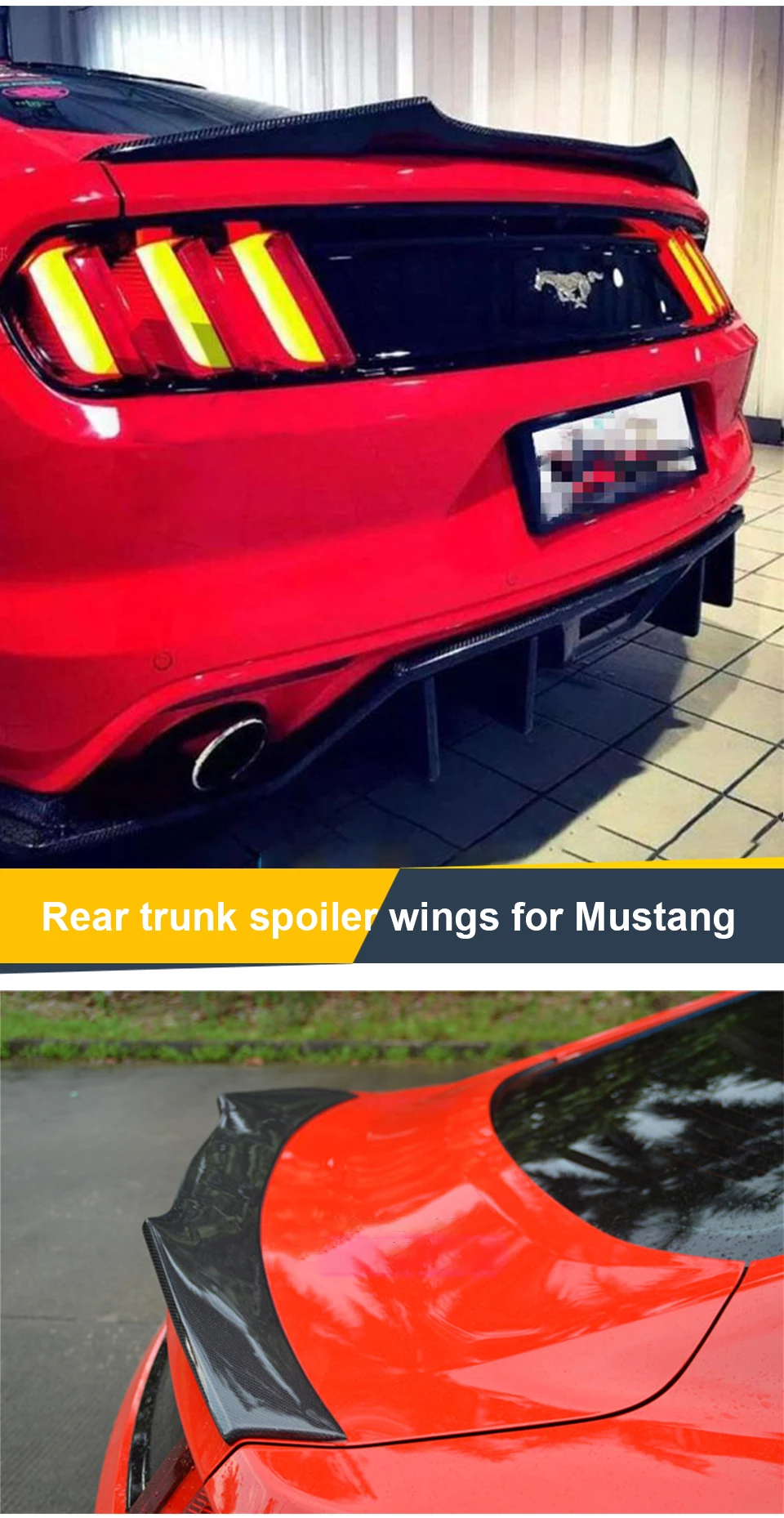Задний спойлер из углеродного волокна для Ford Mustang, Задняя Крышка багажника, автомобильные спойлеры, крыло для Mustang GT-, спойлер