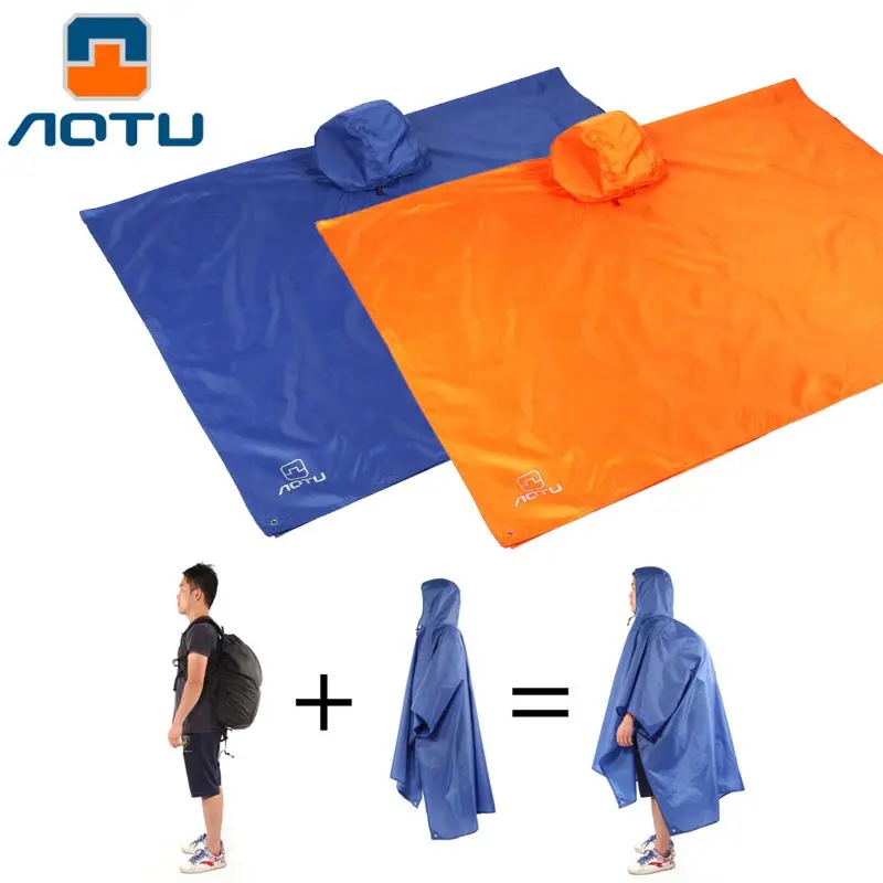 

3 in 1 Outdoor Camping Tent Mat Unisex Raincoat Backpack Rain Cover Waterproof Tent Hood Hiking Cycling Cover Poncho