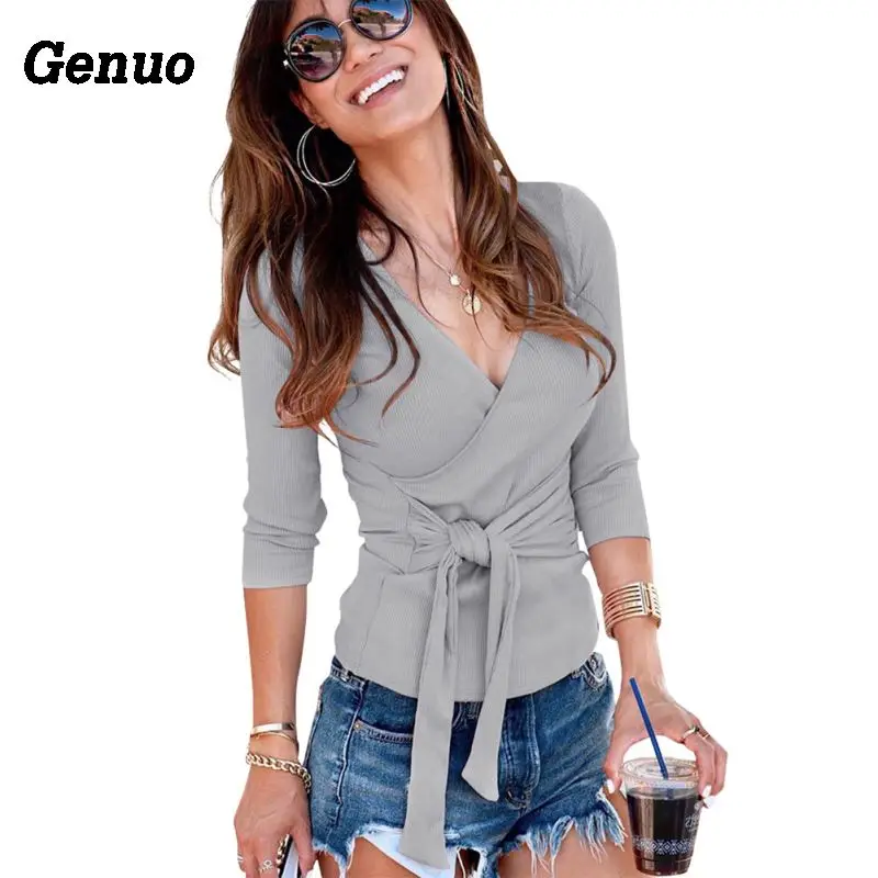 Women Bandage Knitted Sweaters Pullover Genuo Knitwear Fashion Tops Blouse Long Sleeve V Neck Sweater Autumn Clothes Women Bandage Knitted Sweaters Pullover Genuo Knitwear Fashion Tops Blouse Long Sleeve V Neck Sweater Autumn Clothes
