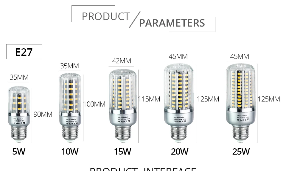 E27 LED Lamp E14 LED Bulb SMD5730 220V Corn Bulb 24 36 48 56 69 72LEDs Chandelier Candle LED Light For Home Decoration (2)