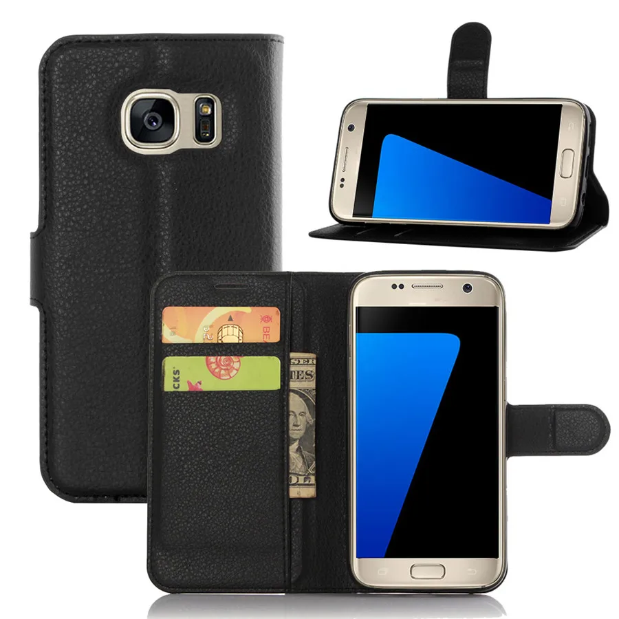 Модный кожаный чехол кошелек из зернистой кожи PU для samsung Galaxy S7 G9300 защитный флип