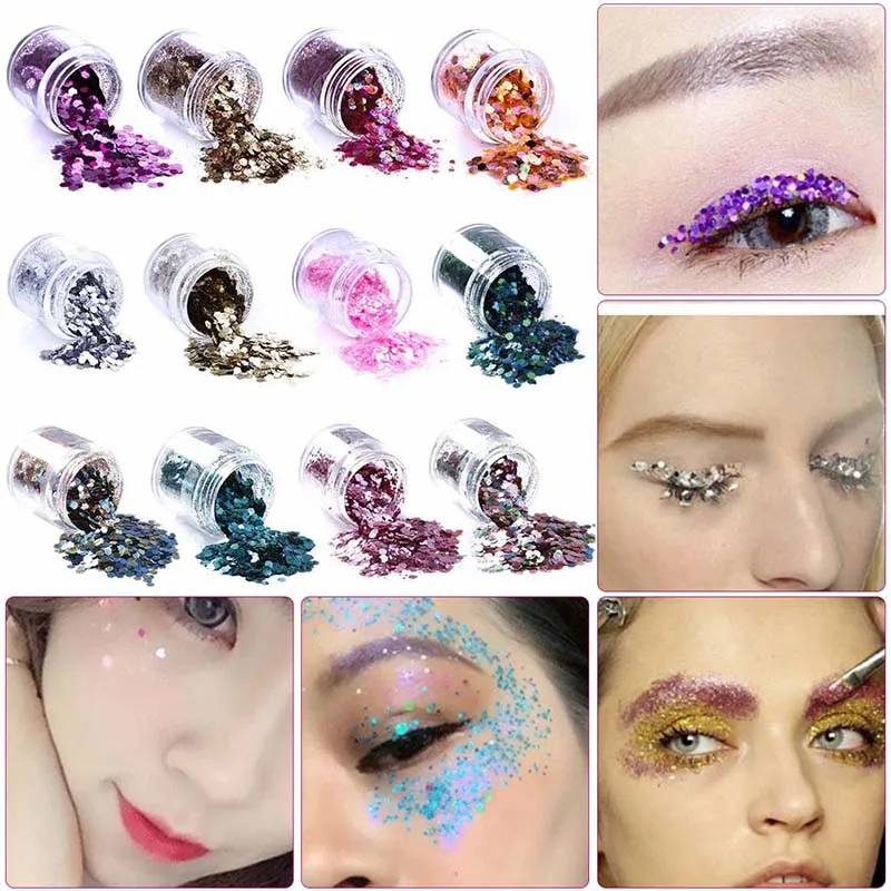 12 Colors Glitter Festival Face Chunky Glitter Party Make Up Cosmetic