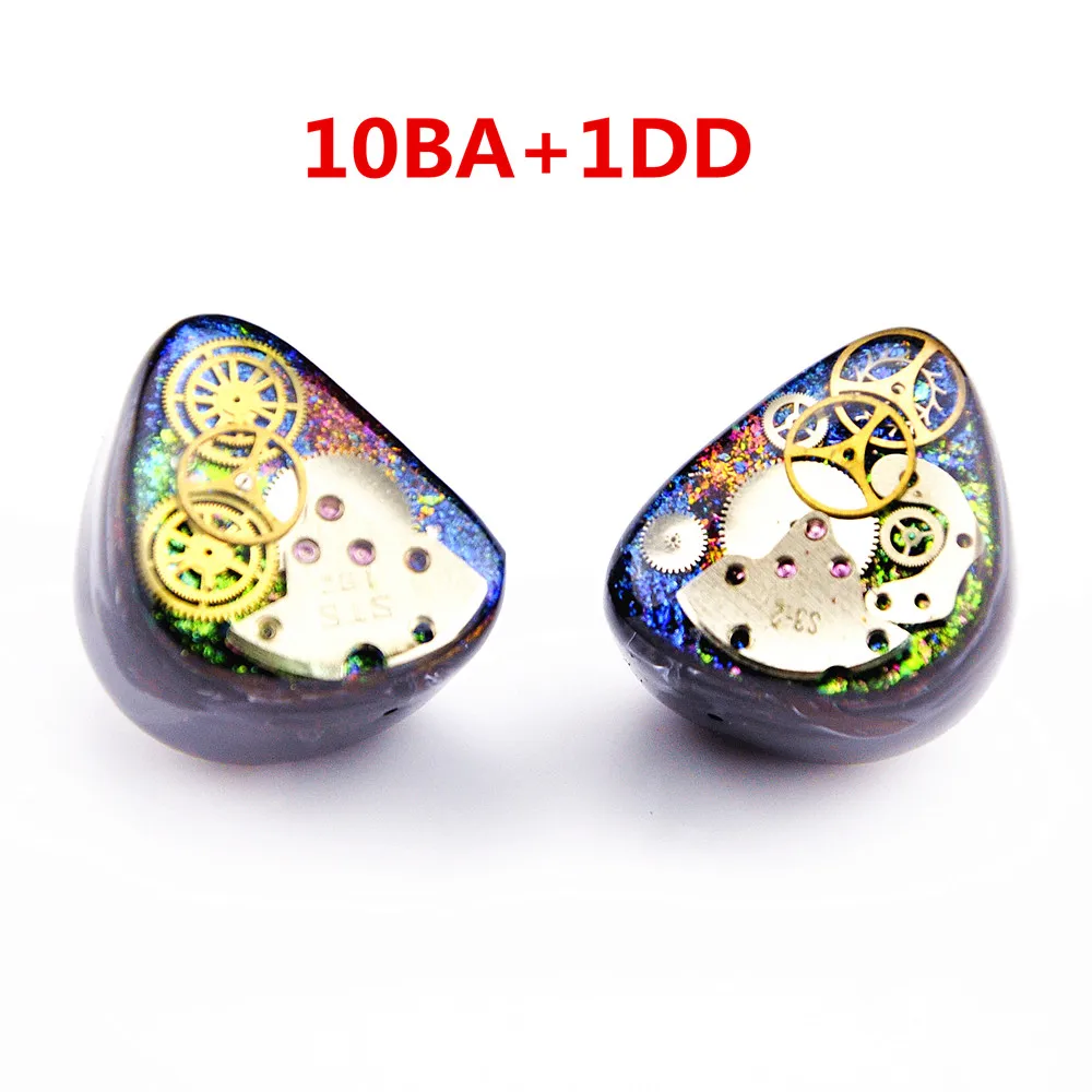 Newest Wooeasy 10BA With 1 DD in Ear Earphone Colorful Gear Custom Made Hybrid Around Ear Earphone With MMCX Plated Earphone