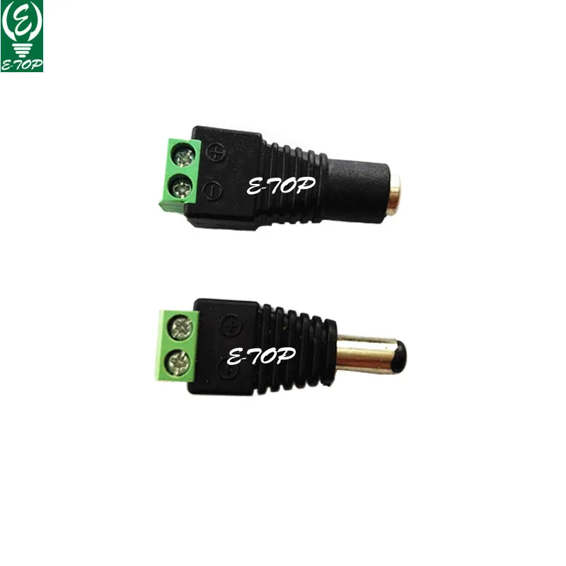 

5 Pairs 5.5 x 2.1mm Mark Polarity Female + Male CCTV DC Power Jack Connector Adapter For 5050 3528 Single Color LED Strip Light