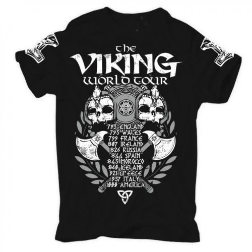 Viking World Tour футболка MenViking Warriors Odin хлопок Повседневная Подарочная футболка Размер США S-3XL Новинка