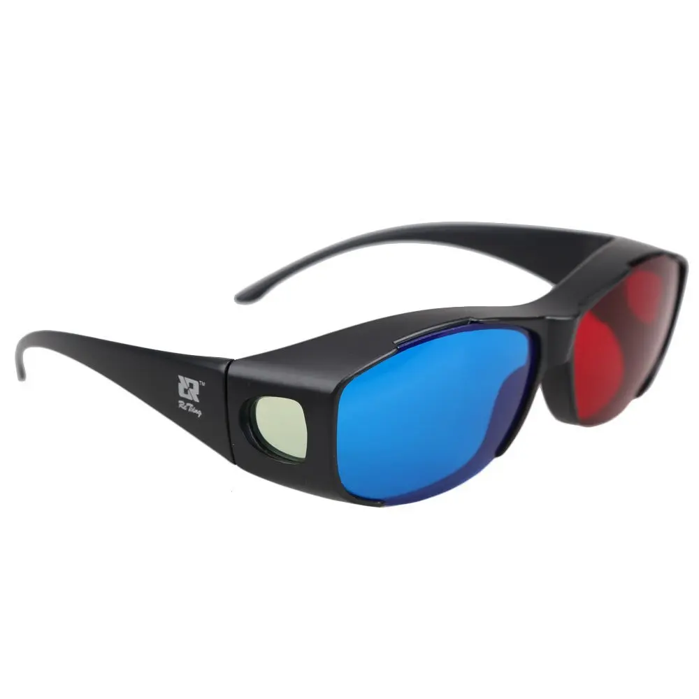 HFES 5pairs Red+Blue Plasma TV Movie Dimensional Anaglyph 3D Vision Glasses (Anaglyph Frame), Black