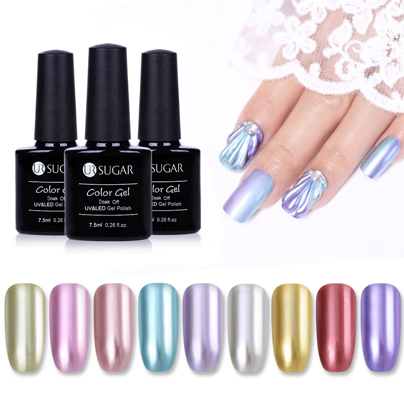 

UR SUGAR 7.5ml Metallic Mirror Gel Nail Polish Soak off UV Gel Polish Metal Effect Nail art Varnish Lacquer 10 Colors